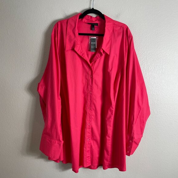 NEW Lane Bryant Womens Plus 34/36 No Peek Button Up Shirt Pink Blouse Top - Picture 7 of 12